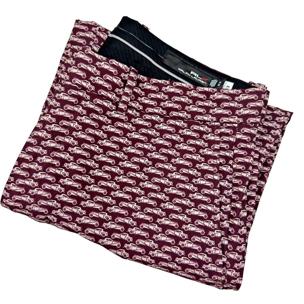 RLX Ralph Lauren Performance Golf Pants Classic Fit Vintage Cars Maroon 33X30.5